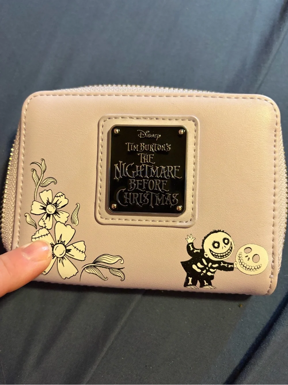 Loungefly Pink Nightmare Before Christmas Zip Wallet with Jack & Sally